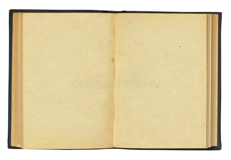 Open book with used blank paper pages. Clipping path included stock image