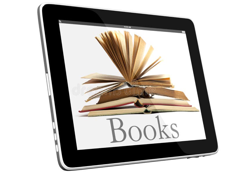 Open Books on IPad 3D Concept Stock Image Image of tech, isolated