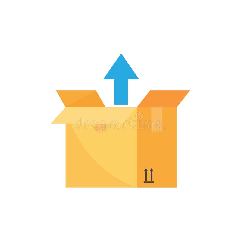 Open Box with an Up Arrow. Unboxing Stock Vector Illustration of