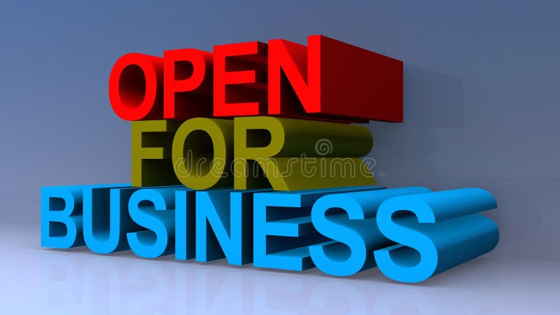 Open for business on blue background