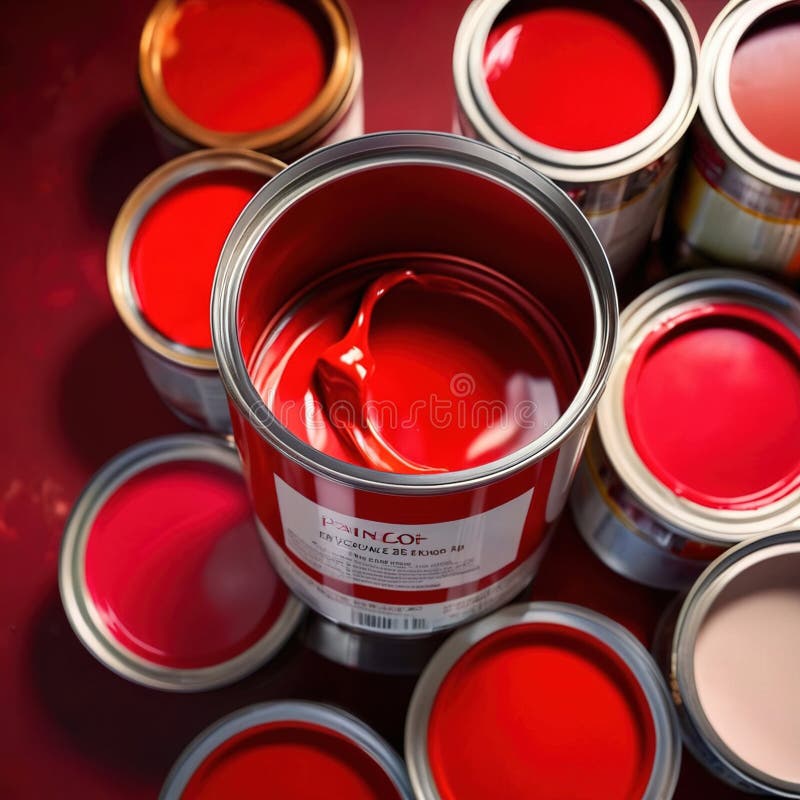 Open can of paint with Red paint , color concept royalty free illustration