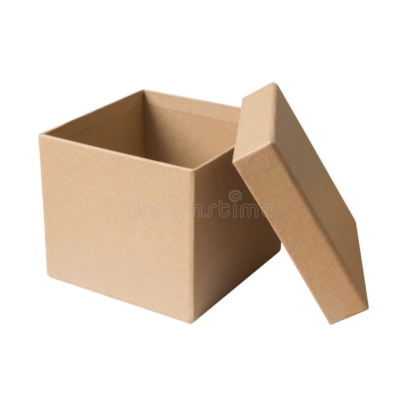 Open carton cardboard paper box brown color isolated on white ba royalty free stock photography