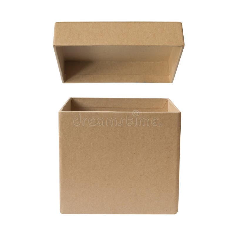 Open Carton Cardboard Paper Box Brown Color Isolated on White Ba Stock