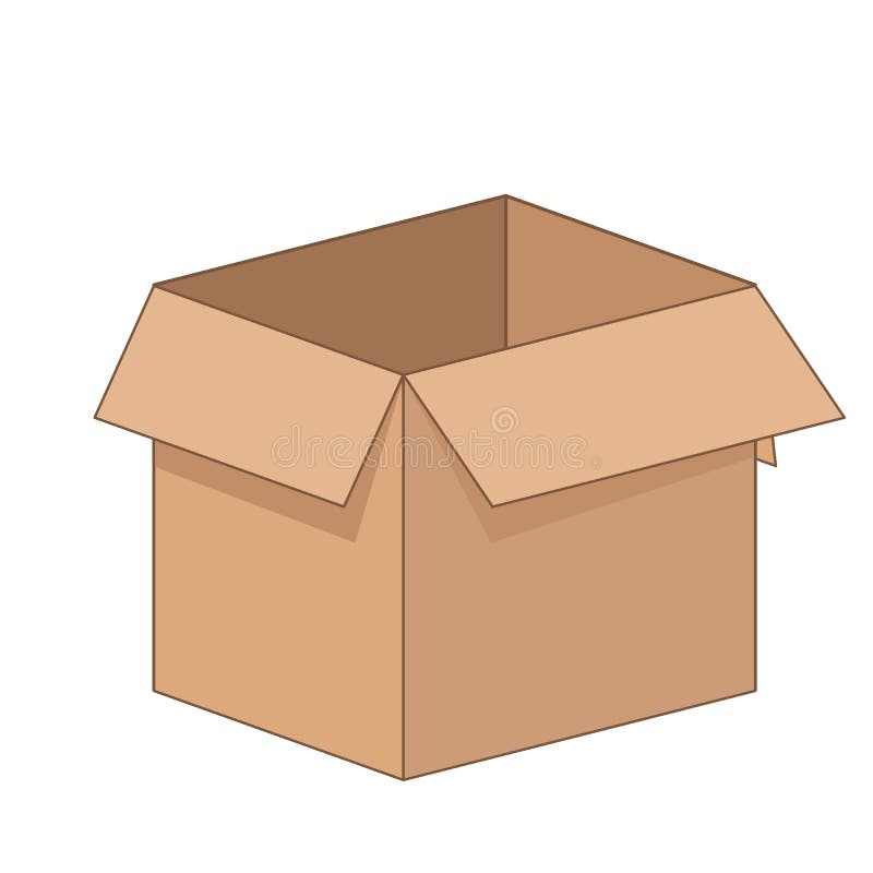 Open Cartoon Flat Cardboard Box on White Background Stock Vector -  Illustration of pack, craft: 137123145