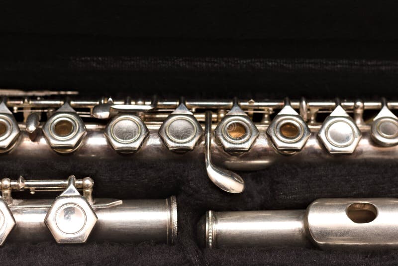 Open Case with a Disassembled Flute Lying in it Stock Image Image of