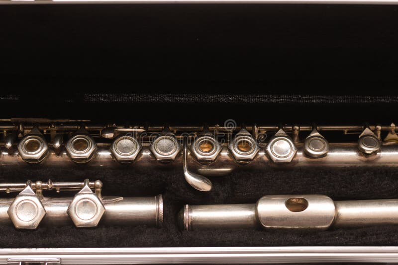 Open Case with a Disassembled Flute Lying in it Stock Photo Image of