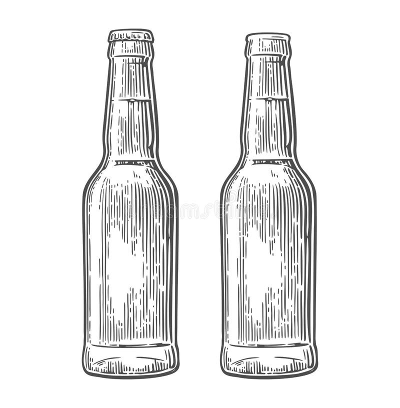 Open and close beer bottle. Vintage black vector engraving illustration. vector illustration