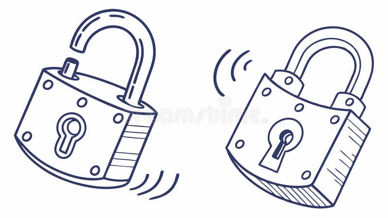 Open and closed padlocks, security status vector icons, vector design Generative AI royalty free illustration