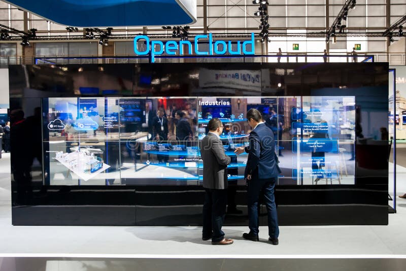 Open cloud experience on Huawei stand on exhibition Cebit 2017 in Hannover Messe, Germany royalty free stock photography Open cloud experience on Huawei stand on exhibition Cebit 2017 in Hannover Messe, Germany royalty free stock photography