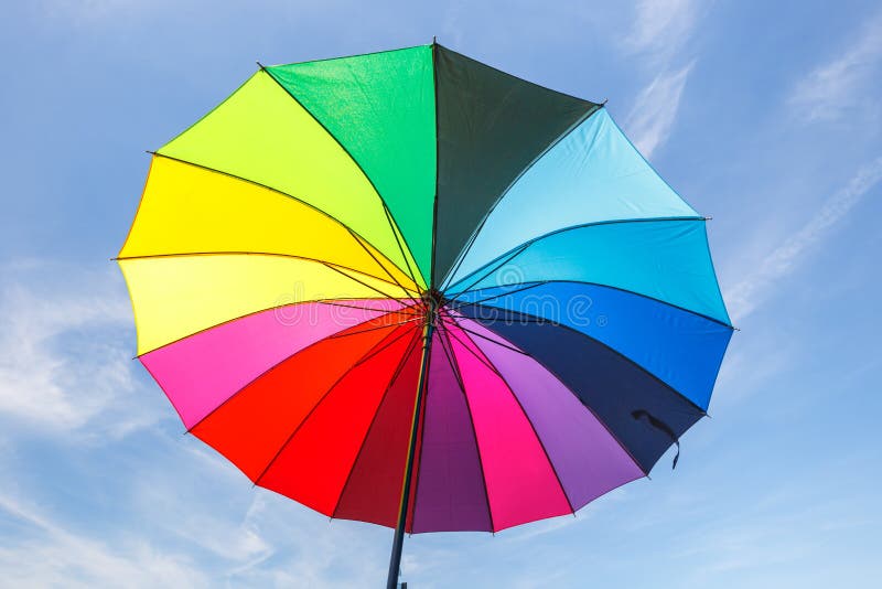 Open Colorful Rainbow Umbrella Stock Photo Image of cloudy, pattern 75792176