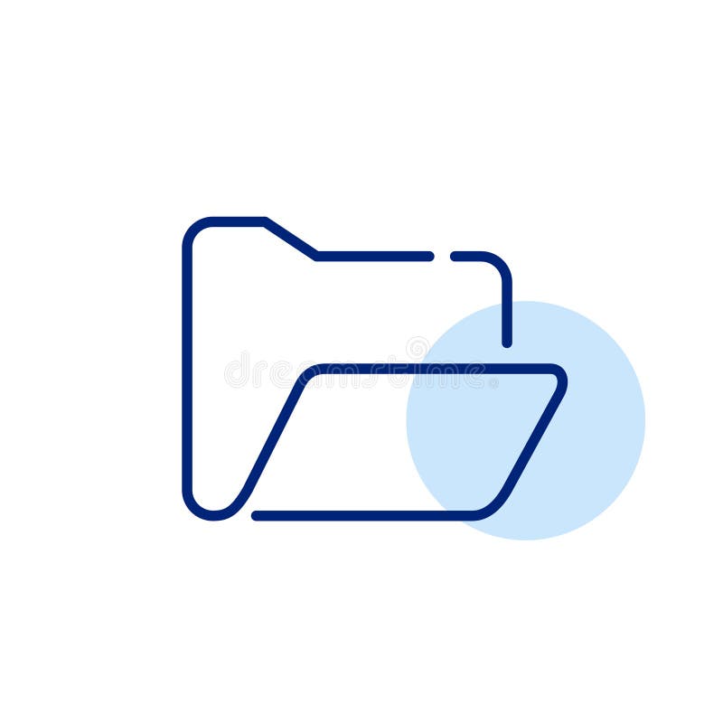 Open computer folder. File access and sharing, data management and navigation. Pixel perfect, editable stroke vector illustration