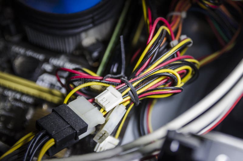 Open computer power supply unit with dust stock photography