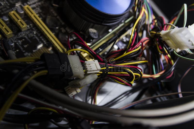 Open computer power supply unit with dust royalty free stock photography