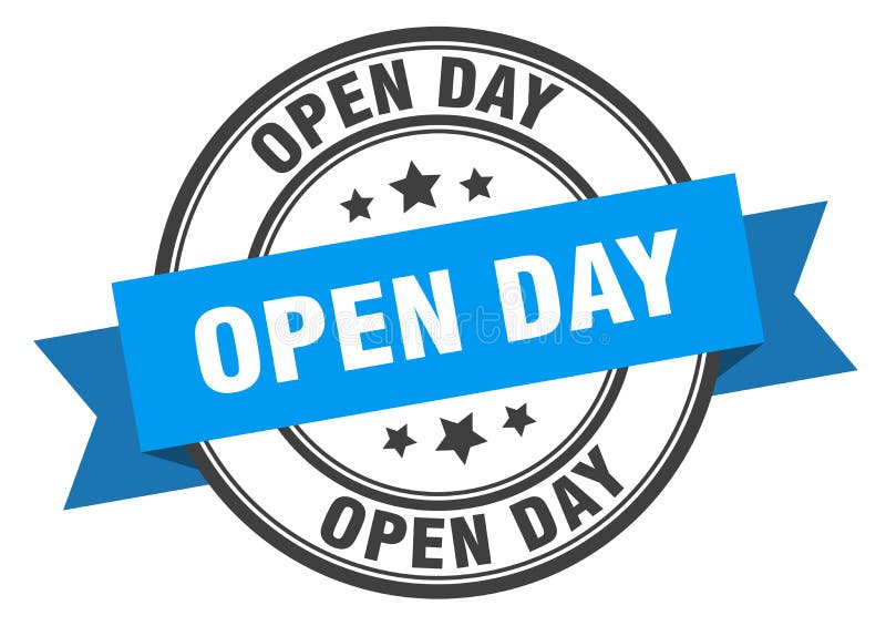 Open day label stock vector. Illustration of band, ribbon 158945447