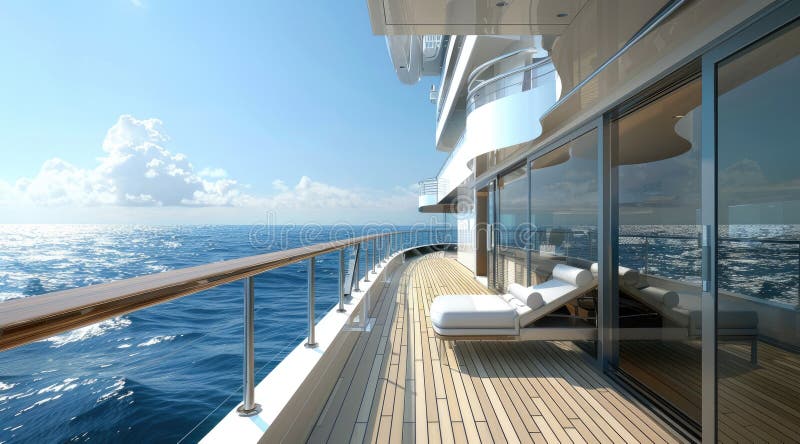 Open Deck of a Luxury Cruise Ship Stock Illustration - Illustration of