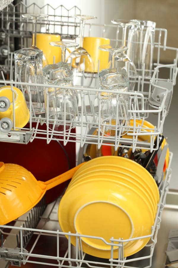 Open dishwasher in kitchen stock photo. Image of lifestyle 35174776