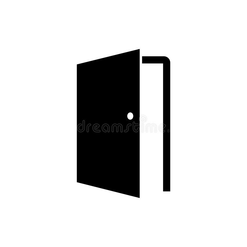 Open door icon. Exit or entrance black icon. Open door simple glyph symbol stock illustration