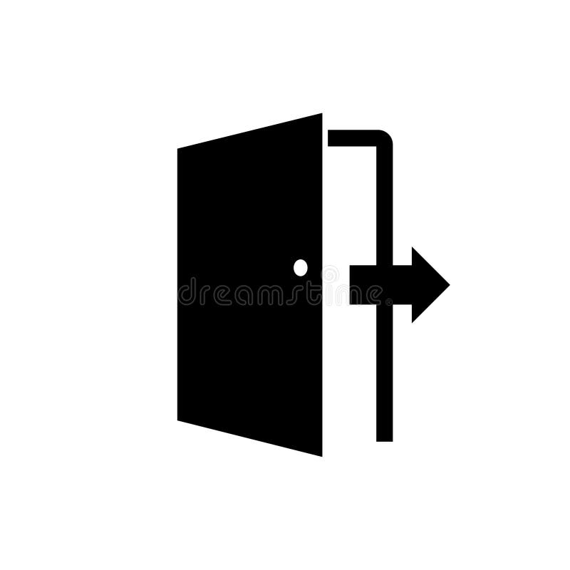 Open door icon. Exit or entrance black icon. Open door simple glyph symbol stock illustration