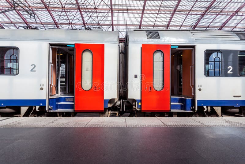Open doors from a train stock image. Image of nmbs, tourism 41965491