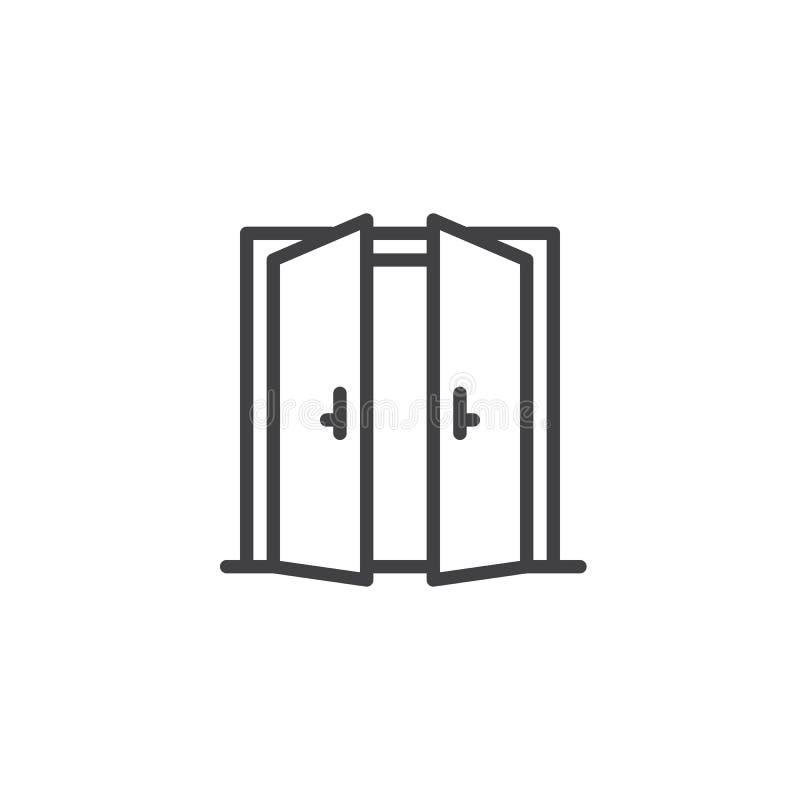 Open Double Door Outline Icon Stock Vector Illustration Of Open Doorway