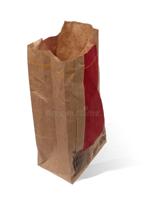 French fries in a brown paper bag isolated on a white background Stock  Photo