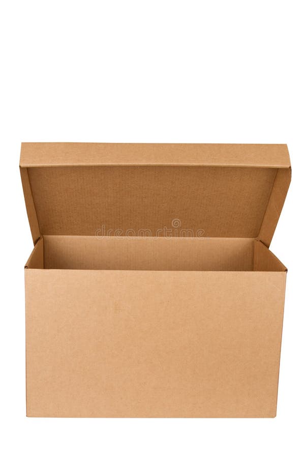 Open empty cardboard box stock photo