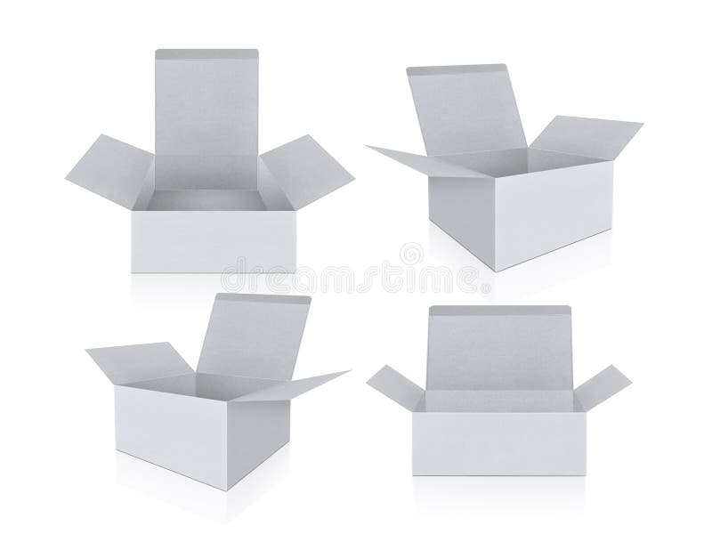 Open Empty Cardboard Box Isolated on White Background royalty free stock image