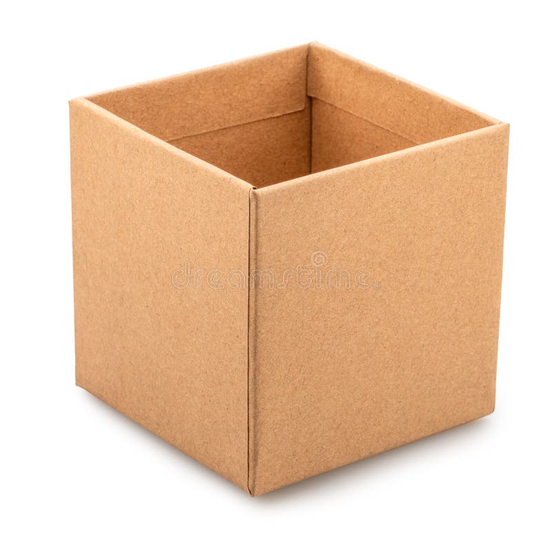 Open empty cardboard gift box isolated on white background. File contains clipping path stock photos