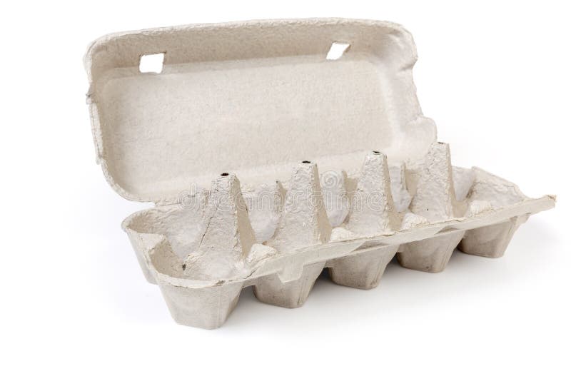 Open Empty Pulp Egg Carton on a White Background Stock Image Image of