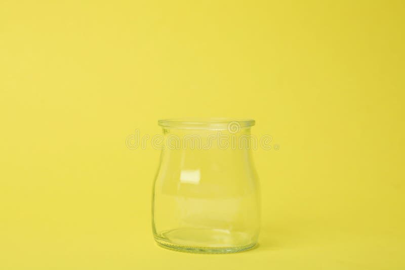 Download Open Empty Glass Jar On Yellow Background Stock Photo Image Of Yellow Translucent 166306280 Yellowimages Mockups