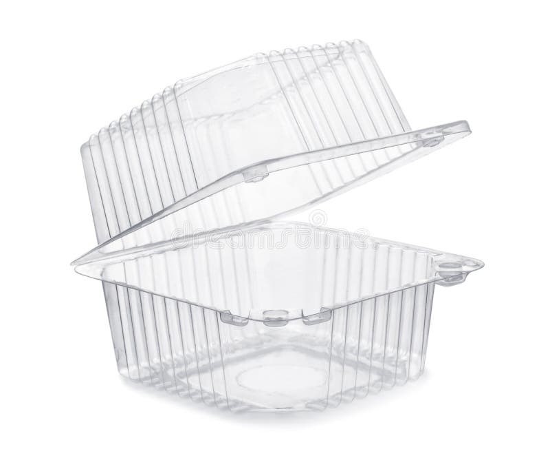 Open empty transparent plastic food container