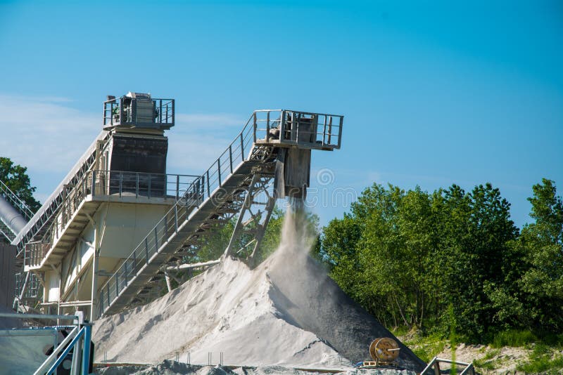 Open Extraction of Crushed Stone and Gravel. Mountains of Stone Stock