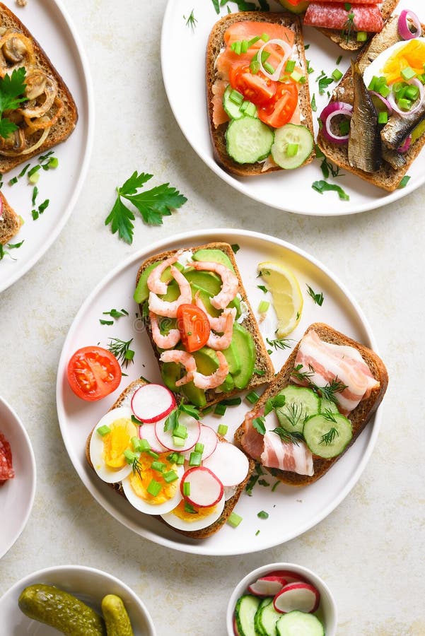 Open faced sandwiches stock images Open faced sandwiches stock images