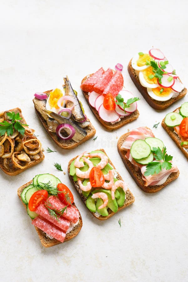 Open faced sandwiches stock photos Open faced sandwiches stock photos
