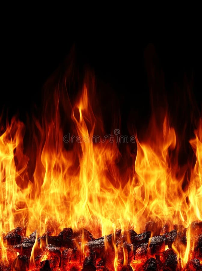 With an open fire, the empty charcoal grill is ready for you to place your items stock image