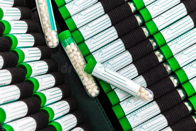 Open First Aid Kit With Homeopathic Preparation Stock Image - Image of