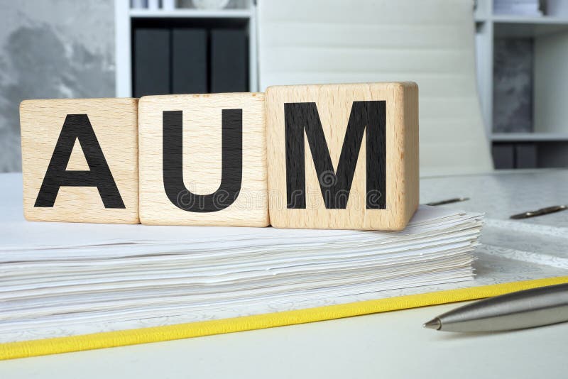An Open Folder and Cubes on it. AUM Assets Under Management. Stock ...