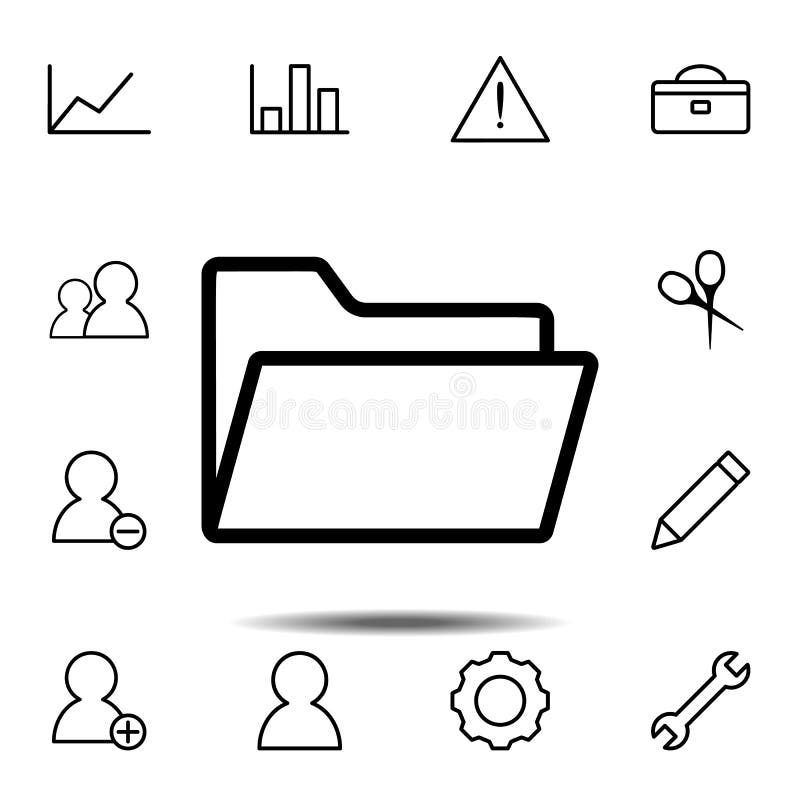 Open folder icon. Simple thin line, outline vector element of minimalistic, web icons set for UI and UX, website or mobile vector illustration