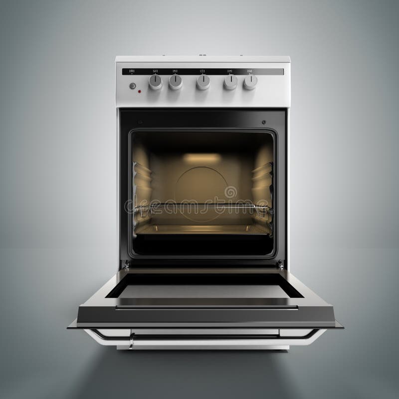 Open Gas Stove 3d Render Isolated on a Grey Background Stock Illustration Illustration of 