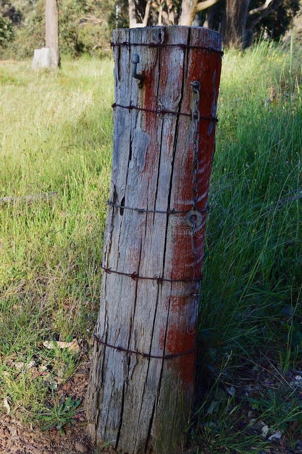 A Gate Post at the Edge of a Field in the Country Stock Image Image