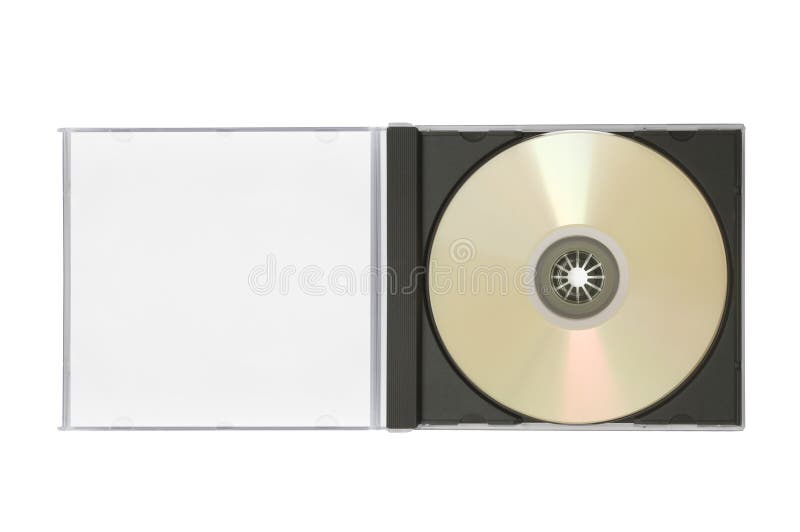 Case with a blank cover and a disk are on white. Case with a blank cover and a disk are on white