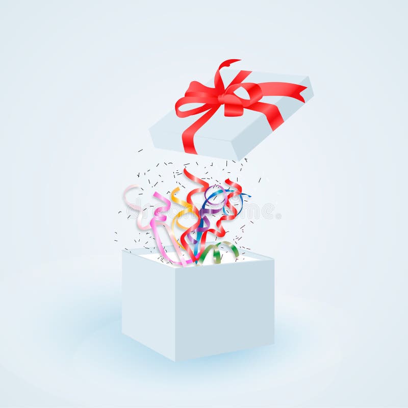 3D gift box and confetti stock vector. Illustration of knot - 94874725