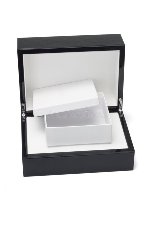 Open Gift Box Inside a Black Hard Case Stock Image - Image of ...