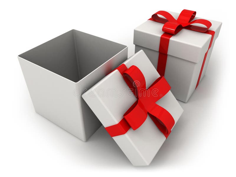 Open gift box over white background 3d illustration. Top view vector illustration Open gift box over white background 3d illustration. Top view vector illustration