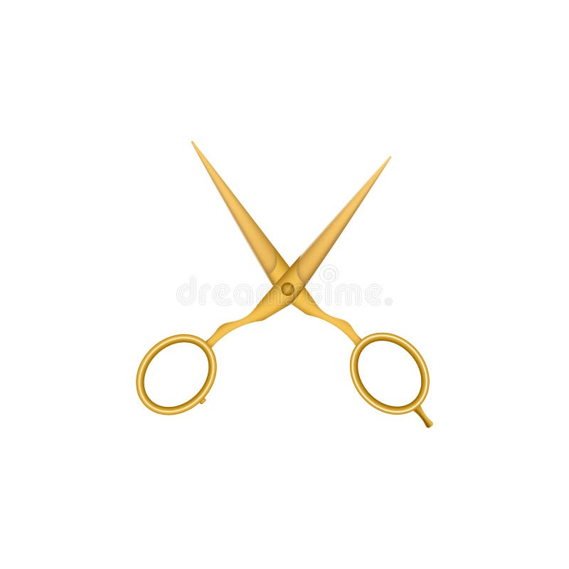 Gold scissors on white background.3D illustration. Stock Photo by