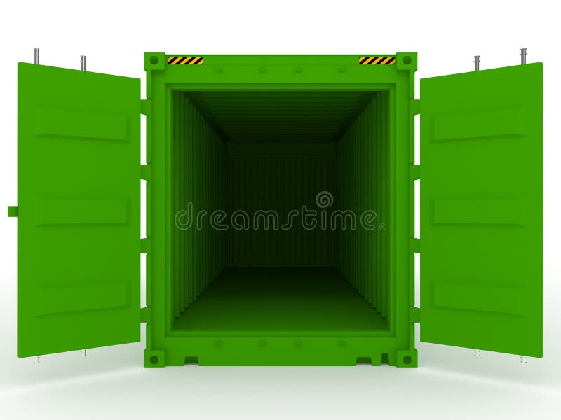 Open green cargo container