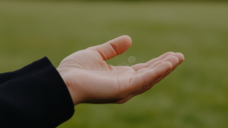 An open hand extended towards the nature, symbolizing hope and connection to the environment vector illustration