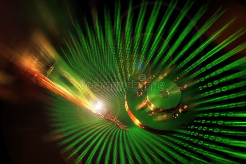Open Hard Disk Drive with binary color effects. royalty free stock photo
