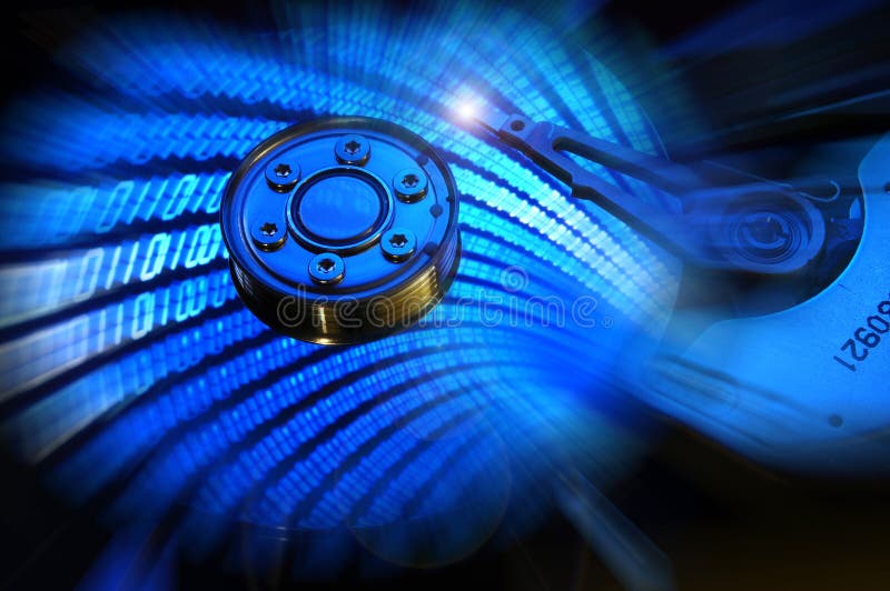 Open Hard Disk Drive with binary color effects. stock photos