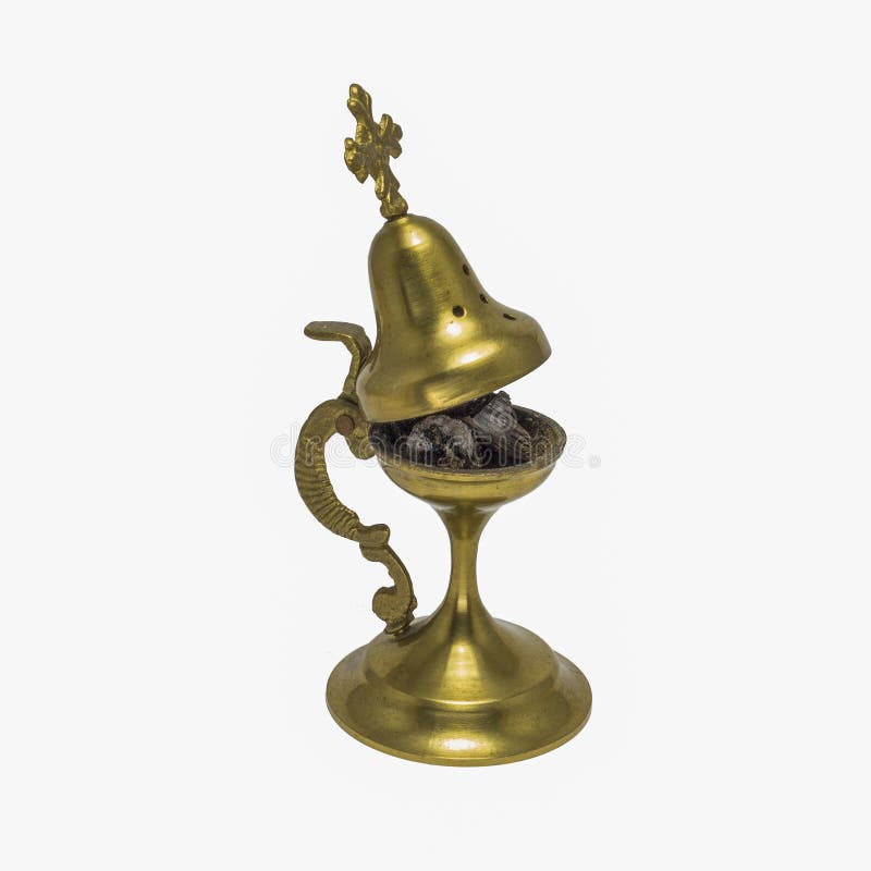 Open incense burner with a cross